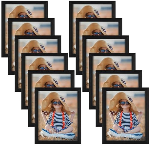 EXYGLO Black Photo Frames 10x8 Set of 12, Multiple 8 x 10 Inch Picture Frame with PS Surface, 10x8 Photo Frames for Wall & Tabletop Display