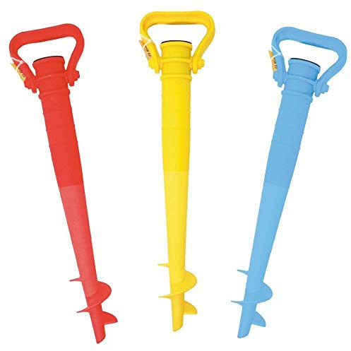 BAKAJI Picchetto Puntale per Ombrellone da Spiaggia, Trivella da Mare con Ancoraggio Presa Sabbia e Terreno, Supporto Rimovibile in Plastica Dura e Dimensioni 42 cm, Fissaggio Semplice e Veloce