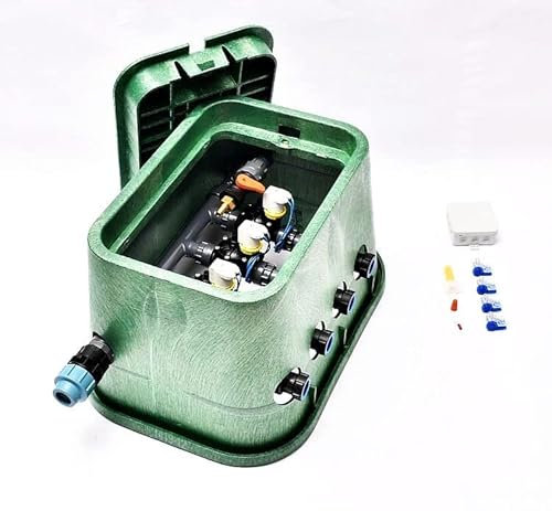 Plug&Rain Ventilbox mit 4 RPE Gleichstrom Magnetventilen (4 Zonen) für 24 mm BluLock PE-Rohr Bewässerung, 24V DC Expert