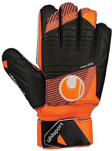 uhlsport Soft Resist+ Flex Frame Fußball Torwarthandschuhe - Handschuhe für Torhüter - speziell für Kunstrasen und Hartböden - mit Fingerschutz, 6, fluo orange/schwarz/weiß