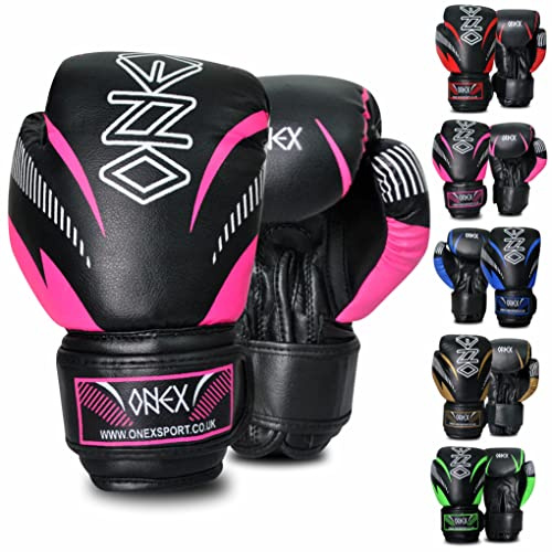 Kids Boxing Gloves 2023, MMA Training Sparring Maya Hide Leather Muay Thai Kickboxing Men Women Junior Heavy Punching Boxing Bag Mitts Focus Pads Workout Ventilated Palm Multi Layered (Pink, 6 Oz)