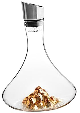 Goldener Kristall Weindekanter 1800ml mit Schrägem Mund | Transparente Struktur, Elegantes Schlichtes Design, 1 Stück für Zuhause