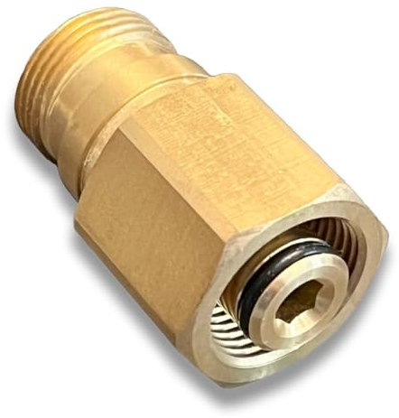 M&M Smartek Adaptador para limpiadora de alta presión – M22 x 1,5 IG a TR22 AG – Conector 1: rosca interior M22 x 1,5 – Conector 2: rosca exterior TR22 – Material: Latón