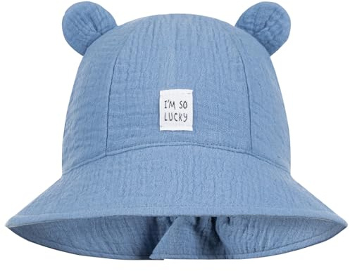 Smarilla Sommerhut Sommermütze Kinderhut Fischerhut Junge Mädchen Babymütze Musselin, Größe: 46-48, Farbe: Blau