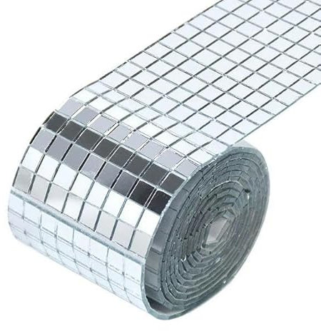 5x5mm 10x10mm Griglia 1 metro Piastrelle di vetro autoadesive quadrate Specchi in nastro Foglio per adesivo da parete artigianale fatto a mano fai-da-te-Sliver-4cmx5meters(5pcsx1m)-5x5mm Griglie