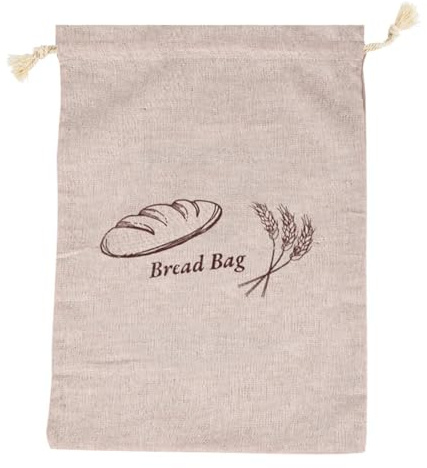 Brotbeutel aus natürlichem Leinen, 38 x 30 cm, wiederverwendbare Brotbeutel, Bio-Leinen, Öko-Brotbeutel für hausgemachtes Brot und Lebensmittel