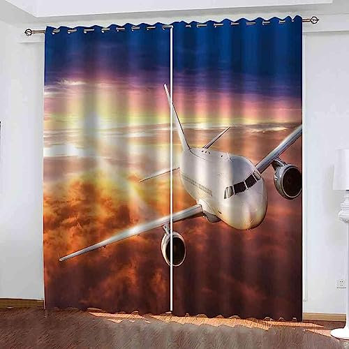 Verdunkelungsvorhänge Kräuselband Sonnenuntergang Space Shuttle 280 B X 300 H cm Set Kindergardinen Mädchen Verdunkelungsvorhänge Mit Ösen Blickdichter Kinderzimmer Schlafzimmer Vorhang-0X8P8L7J