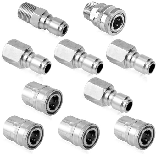 NQEUEPN 10pcs Nettoyeur Haute Pression à Connexion Rapide, 0,64cm Kit Adaptateur Nettoyeur Haute Pression Filetage Mâle et Femelle Raccords pour Nettoyeur Haute Pression pour Tuyaux d'Arrosage Pompes