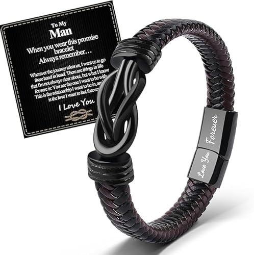 VU100 Gifts for Son/Man/Brother Forever Linked Together Bracelets | Stainless Steel for Men Inspirational Gifts Valentine's Day Birthday Present for Boyfriend Husband Teenage