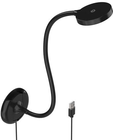 ENUOTEK LED Wandleuchte Leselampe Schwarz | Dimmbar Touch, Wandmontage mit USB für Schlafzimmer, 100%-70%-35%-15% Dimmbare Beleuchtung