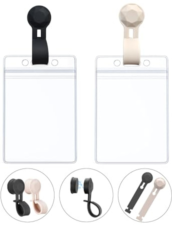 Magnetischer Ausweishalter für Hemd, geeignet für Büros, Ärzte, Krankenschwestern, Lehrer und Studenten, innovatives magnetisches Saugnapf-Design, um Kleidung spurlos zu halten (Schwarz und Beige)