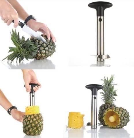 Pineapple Peeler Corer Slicer Cutter Easy Kitchen Tool Stainless Steel, A must have Fruit Slicer for the Kitchen and making Fruit Cutter Shapes is Just So Easy.