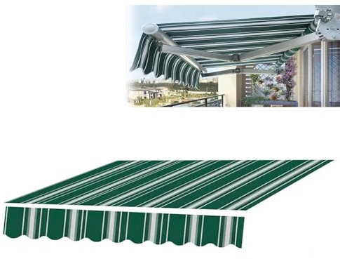 Markisenbespannung Canvas Markisenstoff, Mit UV-Schutz Sonnenschutz，Wechseln Balkonmarkisen Sonnenschutz Stoff, Außen Markisenstoff Wasserdicht Balkon Markise(ohne Rahmen)(Green,4x3m(13x10ft))