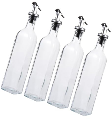 Ciieeo Bouteilles D'assaisonnement en Verre Design Pratique et Solide Lot de 4 250ml Distributeur Étanche Multifonction Cuisine pour Huile et Vinaigre