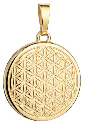 JEVELION Runder Lebensblume-Anhänger 585 Gold Anhänger Glückssymbol für Damen. Mit Kette oder ohne Kette wählbar + Schmuck-Etui + Echtheitszertifikat
