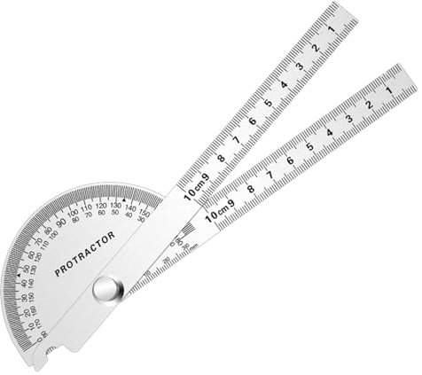 FEMONGY Goniometro Metallo180° con Vite di Bloccaggio Regolabile Goniometro in Acciaio Inox Universale con Scala Righello per Falegname Scuola Marcatura Disegno Pittura (150mm ambos brazos)