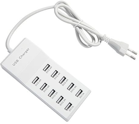 Chargeur USB à 10 ports, 50 W, 5 V, multiple, 10 ports, hub USB, station de charge rapide pour téléphones portables, tablettes, consoles de jeux (prise UE)