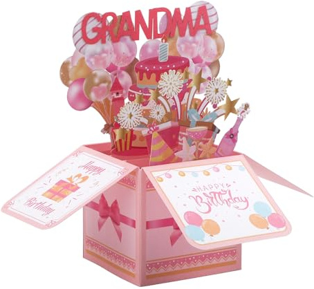 Grattis På Födelsedagen Mormor Pop Up-Kort, Färgglada Popup-Mormors Födelsedagskort med Kuvert Farmormormors Födelsedagspresenter Bästa Nana-Presenterna Kreativ Presentidé Till Mormor