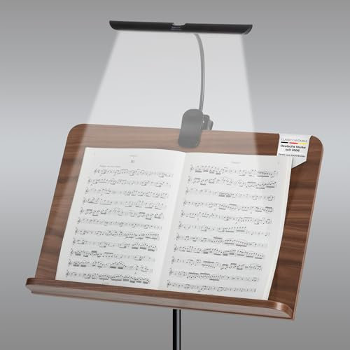 Classic Cantabile SM Notenpultleuchte Easy - Dimmbare, flexible Klemmlampe LED mit Memory-Funktion - Tischlampe mit Schwanenhals - Warm-weißes Licht, 18 LEDs - Pultleuchte - Klavierlampe in Schwarz