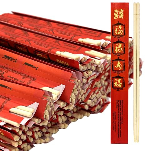 52USA Bacchette usa e getta in bambù (200 set), bacchette giapponesi in legno, lunghe 22,9 cm, usa e getta, confezionate singolarmente