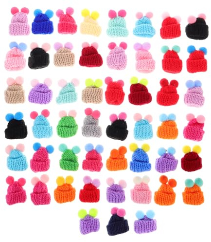 Ciieeo Mini Knitting Hats Mini Bobble Hats for Diy Crafts Miniature Knitted Hats for Doll Accessories Christmas Ornaments Home Decor Hanging Decorations 1.57 X 1.18 X 0.79 in