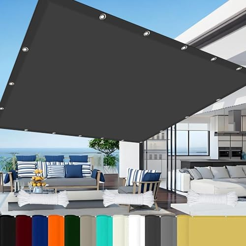 Sun Sail Shade 1 x 9 m Waterproof Rectangle Canopy with Free Rope with Grommets Pes Shade Netting for Carport Swimming Plants, Dark Grey