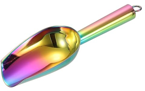 sourcing map Metal Ice Scoop, 7.1 Inch Stainless Steel Ice Scooper for Kitchen Party Bar Wedding Use, Rainbow