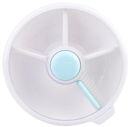 GoBe Kids Großer Snack-Spinner – wiederverwendbarer Snackbehälter mit 4 Fächern Spender & Schiebetür | BPA- und PVC-frei | spülmaschinenfest | kein Verschütten, auslaufsicher
