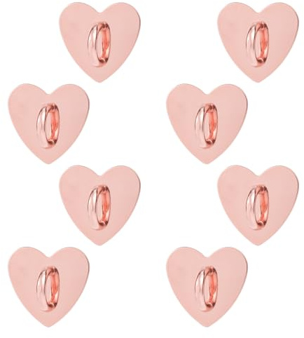 8pcs Cell Phone Ring Holder, Cute Heart Phone Charm Hooks Adhesive Smartphone Finger Ring Stand Sticky Metal Loop Grip for Cellphone Case Pad Tablet DIY Accessories (Rose Gold)