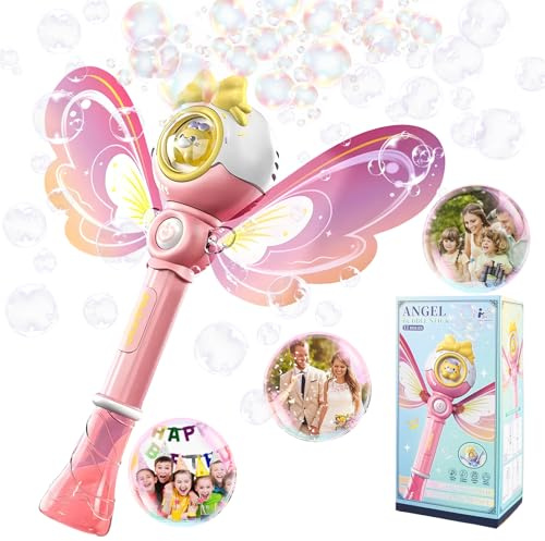 Fancysky Orsetto Bacchette per Bolle per Bambini,Creatore di Bolle Elettrico Portatile con Luci,Bubble Macchina,Adatto per Feste Estive,Matrimoni e Regali per Ragazze (Orsetto)