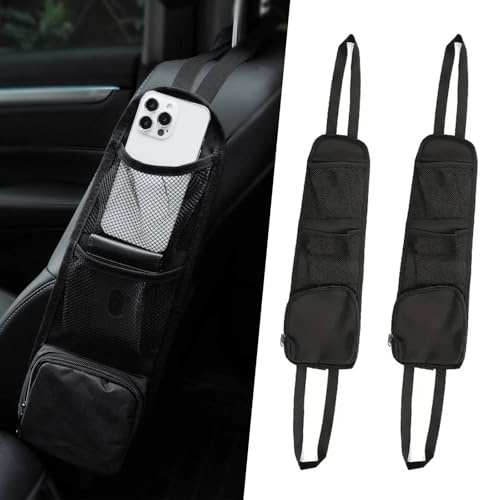 Funalix Autositz Seiten Organizer,2 Stück Faltbare Autositz Organizer Seite, Multifunktionaler Seitentaschen,Geeignet für alle Fahrzeuge, um Gegenstände Bequem zu Platzieren(Schwarz)