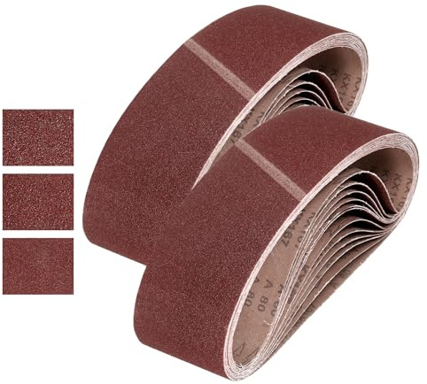 QUARKZMAN 152mm x 1220mm Nastri Abrasivi, 30Pz Grana 60/80/120 Grana Carta Vetrata per Levigatrice Ossido di Allumina Per Lavorazione Legno, Lucidatura Metalli, Affilatura Coltelli | Ossido di Allumina, per Levigatrice, per Lavorazione Legno, Lucidatura Metalli, Affilatura Coltelli