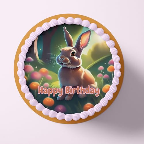 CGD – Essbare Tortenaufleger aus Fondant oder Esspapier – Perfekt für Hasen-Liebhaber – Dekorative Kuchendeko für Geburtstag, Party & besondere Anlässe - Hase 4 (Esspapier)