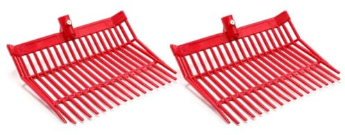 Bosiyrggrl Testa Sostitutiva per per Letame, Testa per Forcone, Rastrello per Letame Equino, per Raccogliere Letame, Rimozione Dei Rifiuti Installazione Facile, Rosso, 2 Pezzi