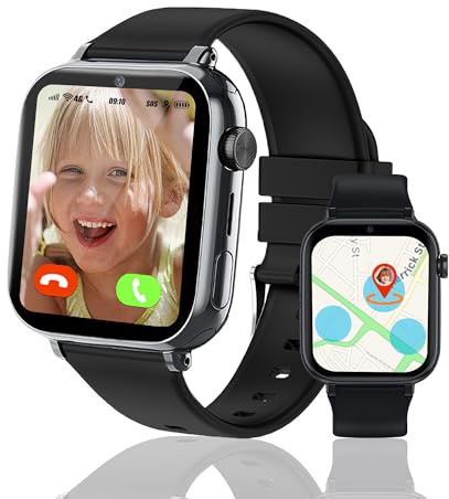4G Smartwatch Kinder mit GPS und Telefon, Kinder Smartwatch mit Videoanruf SIM SOS Voice Chat Wecker Spiel Schulmodus, GPS UhrKinder Anruffunktion IP68 Wasserdicht Geschenk für Jungen Mädchen Student