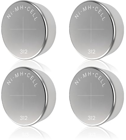 4Pcs Reusable 312 Hearing Aid Batteries, 15maH Rechargeable Hearing Aid Batteries Size 312, 8-10H Lasting for Non-Bluetooth Models, Only for Use with The Same Brand Charger (Only 4 Batteries)