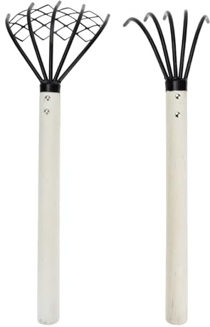 Yardenfun Rastrillo para Almejas Mango de Madera Alargado Herramienta Manual para Excavar Mariscos la Playa Juego de 2 Unidades Adecuado para Recolección de Almejas y Mariscos