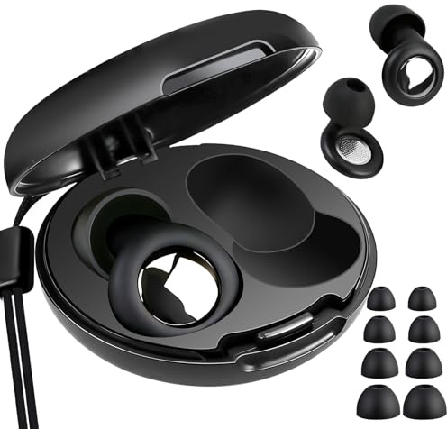 Tappi per orecchie per dormire con cancellazione del rumore fino a 45 dB, riutilizzabili in silicone morbido per dormire lateralmente, viaggi, concerti, con custodia e cuscinetti intercambiabili