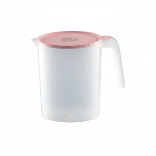 KiBcsLic Brocca Acqua in Plastica con Coperchio Grande Capacità | Brocca per Tè Freddo e Succhi Resistente Al Calore, Caraffa Trasparente per Frigorifero per Ufficio, Rosa, S