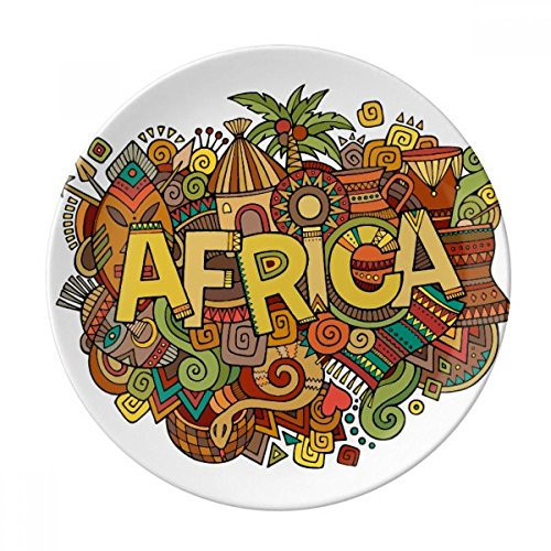 Autochtones d'Afrique Motif d'art Tribal décoratifs en porcelaine Assiette à dessert 20,3 cm dîner Maison Cadeau