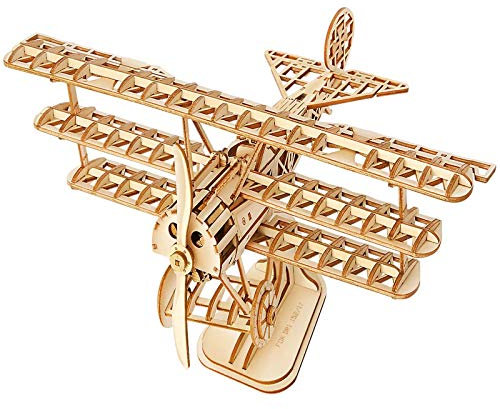 Rolife 3D Wooden Model Kits for Adults to Build Airplane Woodcraft Construction Kit 3D Wooden Puzzle DIY Toy Gift