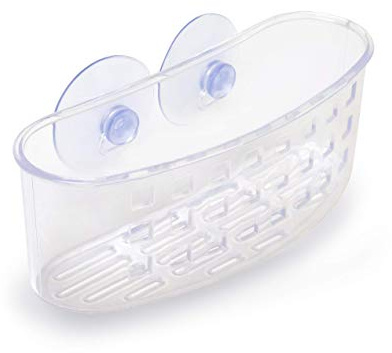 Tredoni Suction Cup Sponge Holder Basket- Ventilated Drain Caddy (Standard) | Transparent Acrylic Sink Sponge Holder Rack for Scrubbers and Soap with Drainage & Air Openings