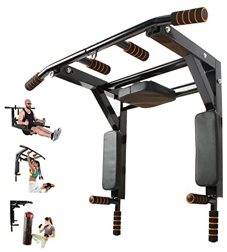 Leogreen Klimmzugstange Wandmontage, Pull Up Bar, Trainings Halterung mit Multifunktionen, 8 rutschfeste Griffe, Schwerlast Trainingsgewicht bis zu 200kg, 95 x 73 x 47cm
