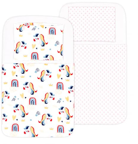 FlyIdeas Lenzuola Next2Me Set MAXI 8 pz, 100% Cotone con 2 Lenzuola Sotto, 2 Traverse Salva Pipi, 2 Lenzuola Sopra & 2 Federe Cuscino per Culle Fianco Letto Neonato e simili (Rainbow, 83x50 cm)