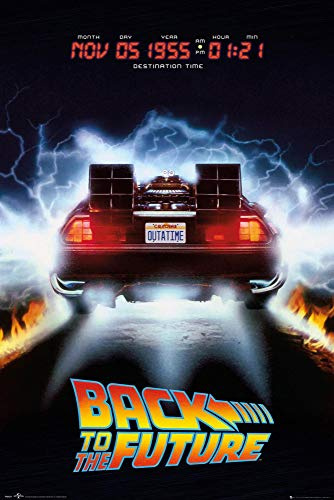 Close Up Zurück in die Zukunft Poster Delorean (61cm x 91,5cm) + 1 Traumstrand Poster Insel Bora Bora zusätzlich