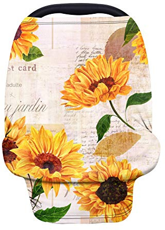 Coloranimal Baby-Sitzbezug mit Sonnenblumen-Motiv zum Stillen, personalisierbar, für Mädchen und Jungen, dehnbar, weich, für Kinderwagen, Einkaufswagen
