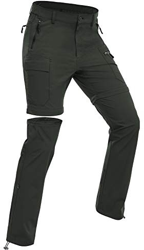 Wespornow Women's-Hiking-Pants Convertible-Zip-Off-Quick-Dry-Pants for Cargo, Camping, Travel, Outdoor, Fishing, Safari (Green, Medium)
