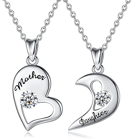 EUDORA Harmony Ball Herz Mutter Tochter Kette für Damen 925 Sterling Silber, Mama Halskette Mutter Anhänger Schmuck Mit Rosen Muttertag Geschenk für Frauen Mutter Mama Großmutter Ehefrau Tochter