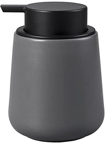 Umlaca Seifenspender Keramik Grau – 350ml Nachfüllbarer Handseifenspender aus Porzellan, Großer Pumpkopf für Leichtes Pressen, Geeignet für Küche, Bad (Flüssigseifenspender)