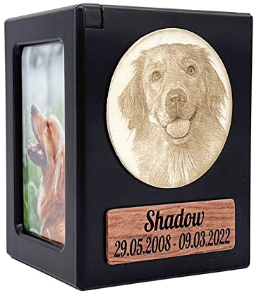 Tarngod Benutzerdefinierter Name und Datum, gravieren Sie Ihren Segentext, benutzerdefinierte Urne, Haustierurne für Hunde und Katzen, Souvenir-Holzbox. (Black L(Avatar))